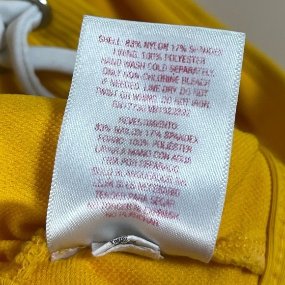 Target Xhilaration Size XS Mustard Yellow Sporty Bikini Top Ribbed Boho Deep V - Picture 5 of 6